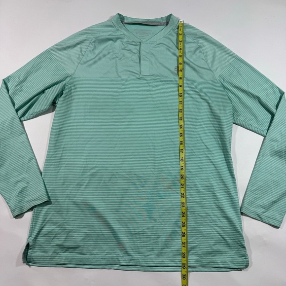 Coolibar Tiebreaker Henley Shirt Long Sleeve UPF 50 Green Stripe - Picture 5 of 6